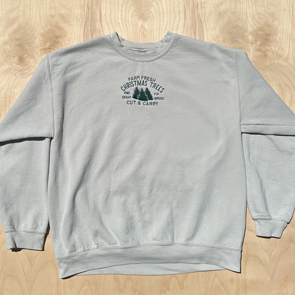 Embroidered Crewneck Sweatshirt Christmas Trees - Picture 2 of 2